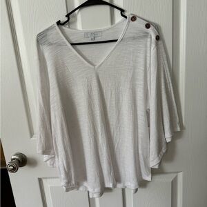 Flowy white blouse with 3/4 length sleeves